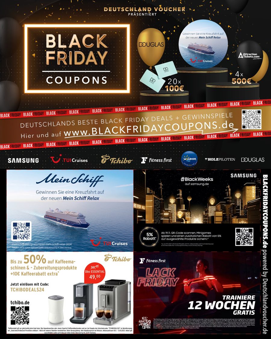 Collage von Partner-Coupons aus der Black-Friday-Kampagne des Vorjahres